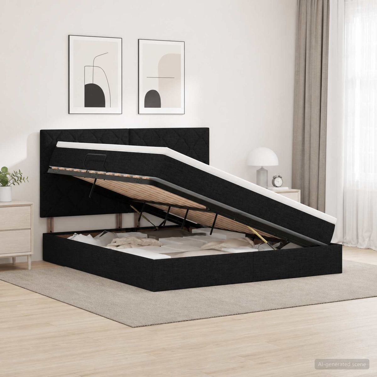 Lit De Rangement Led Avec Matelas Tissu