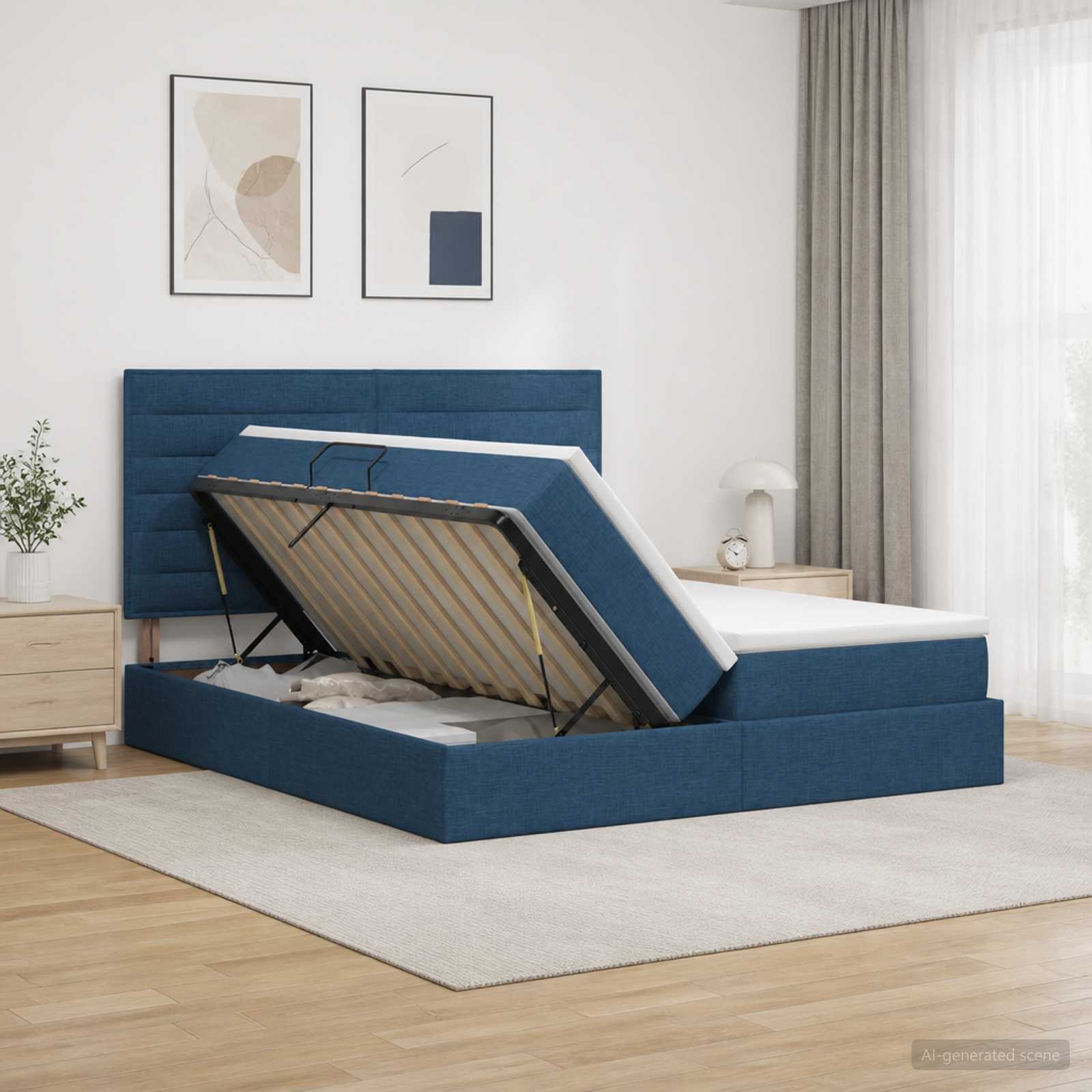 Lit De Rangement Led Avec Matelas Tissu