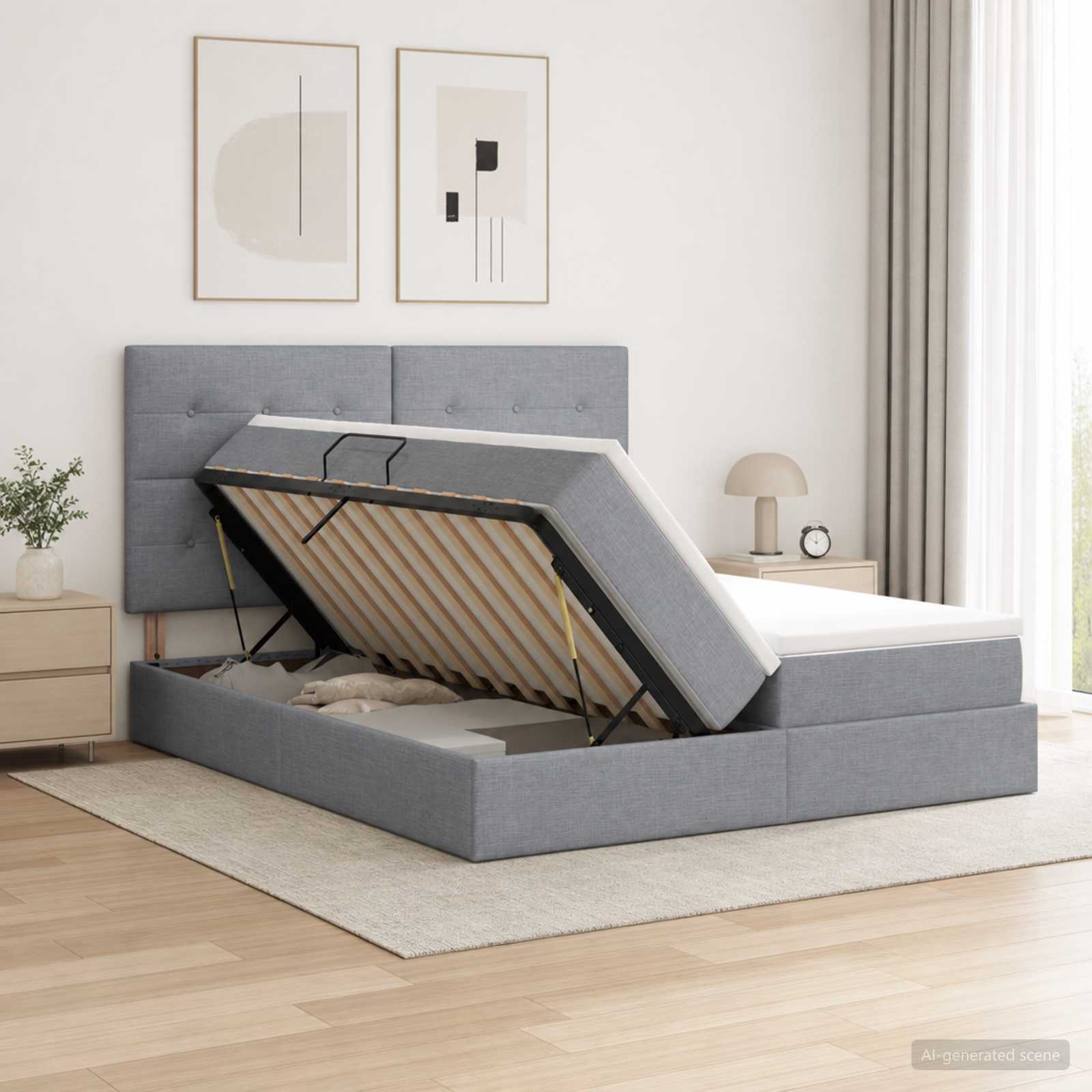 Lit De Rangement Led Avec Matelas Tissu