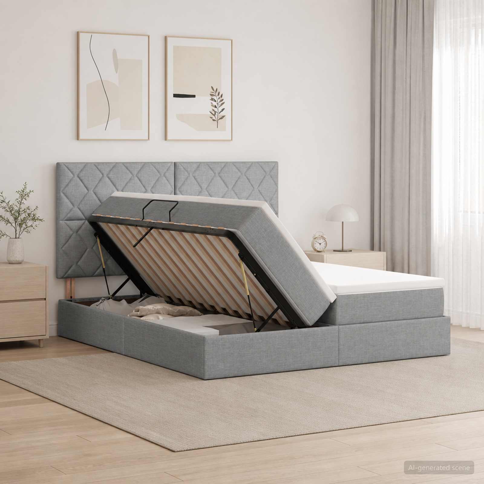 Lit De Rangement Led Avec Matelas Tissu