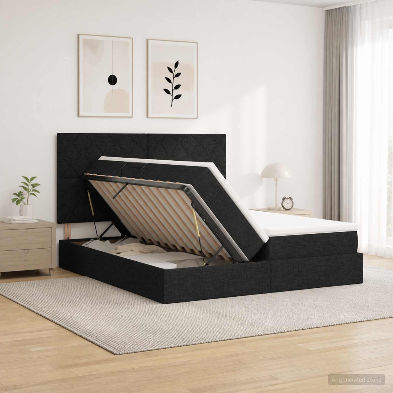 Lit De Rangement Led Avec Matelas Tissu