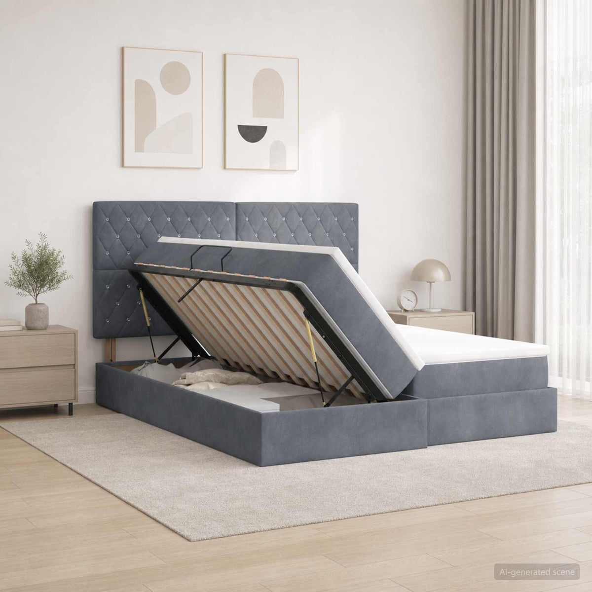 Lit De Rangement Avec Stockage Velours