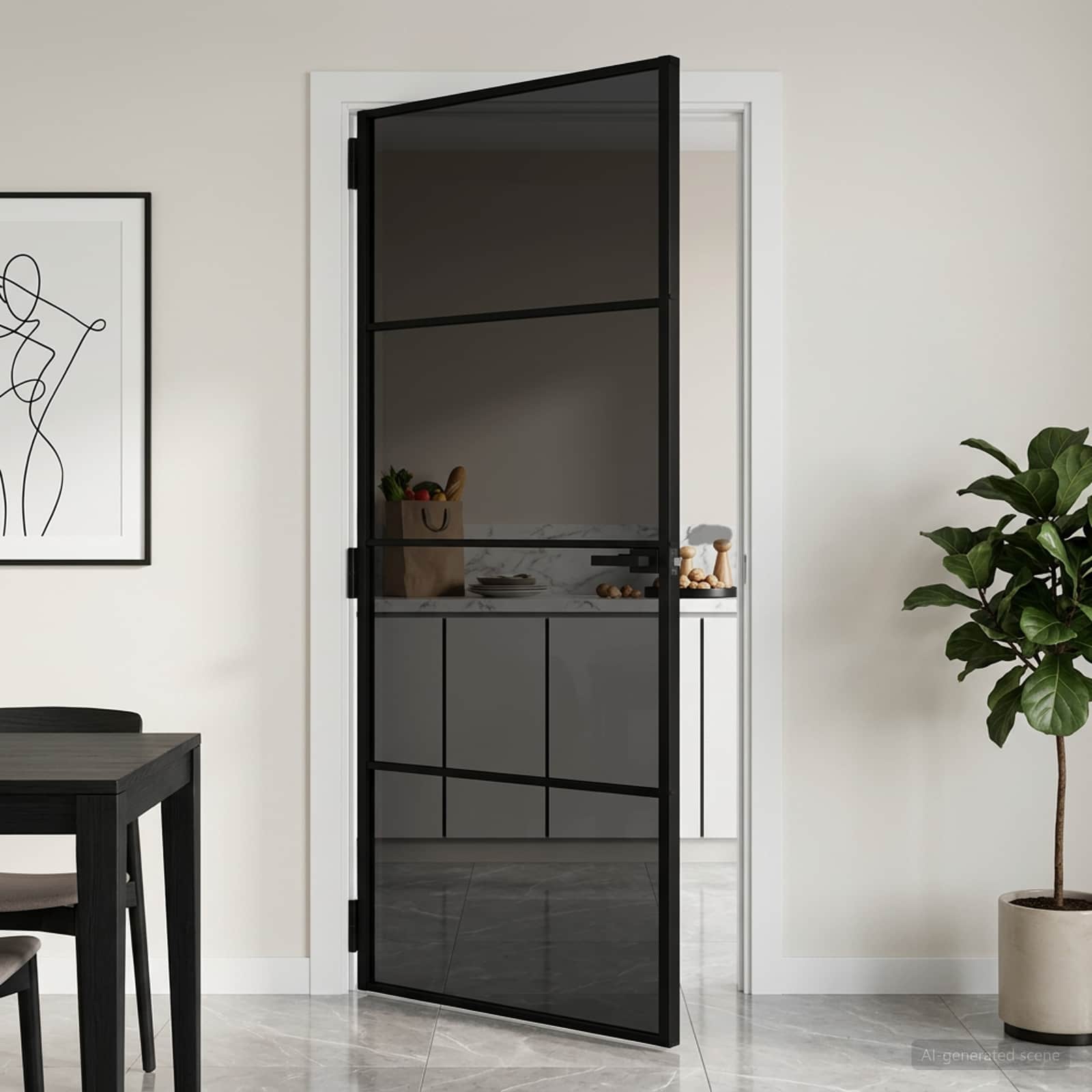 Porte Intérieure Verre Trempé Et Aluminium