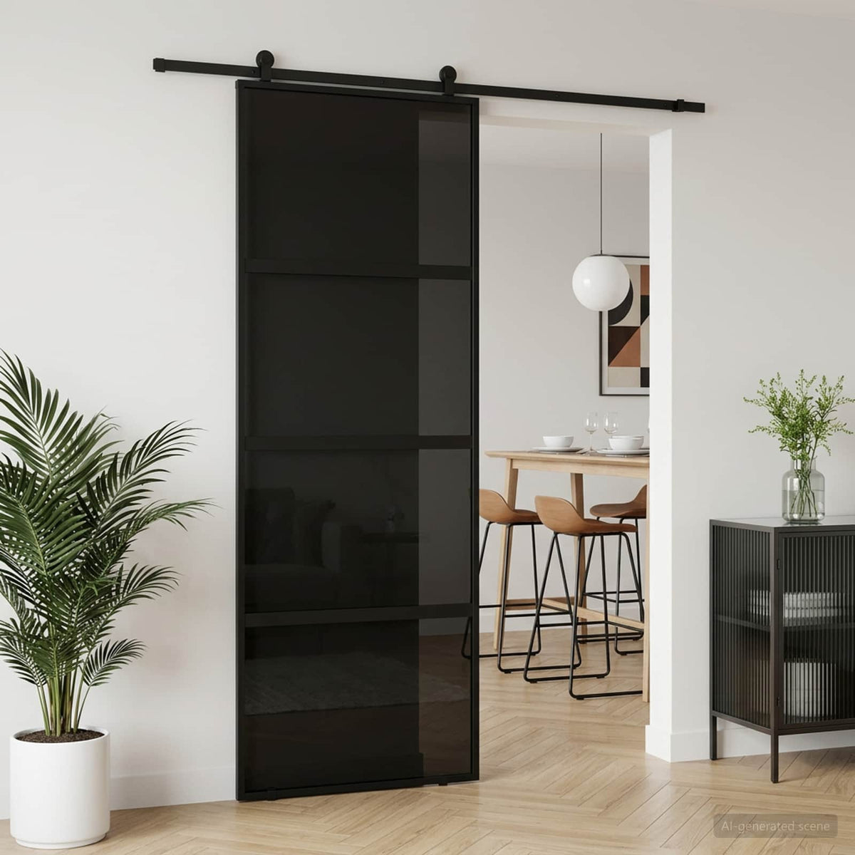 Porte Coulissante Verre Trempé Et Aluminium