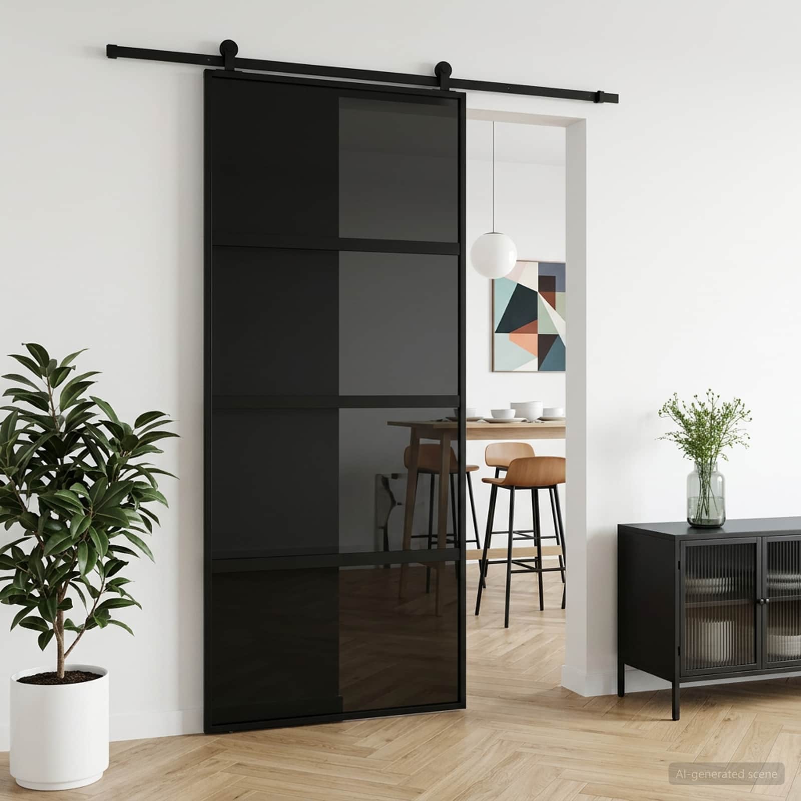 Porte Coulissante Verre Trempé Et Aluminium