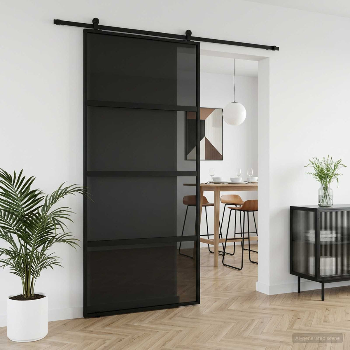 Porte Coulissante Verre Trempé Et Aluminium