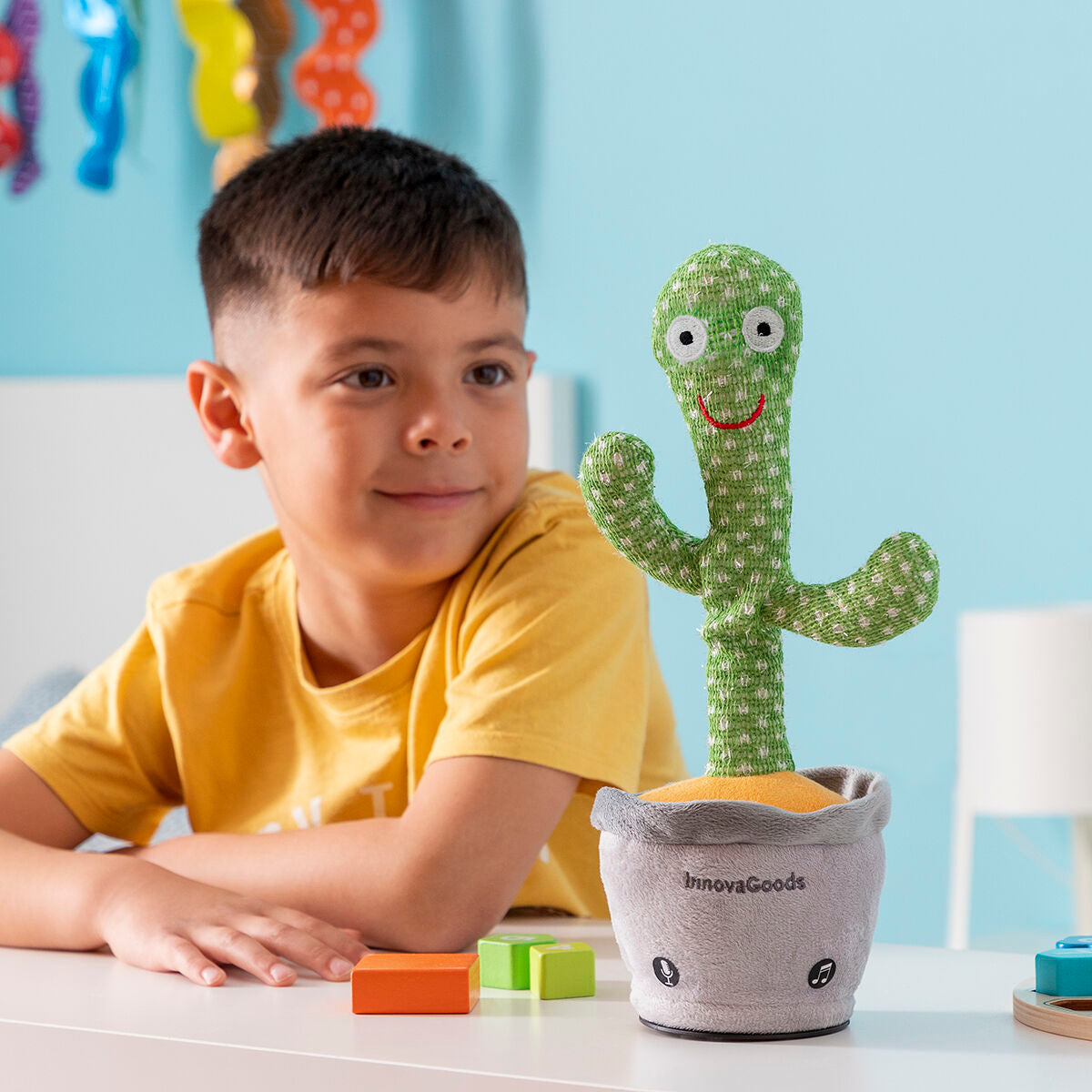 Cactus Dansant et Parlant Rechargeable avec Musique et LED Multicolore Cacxi InnovaGoods Vert (Reconditionné A)