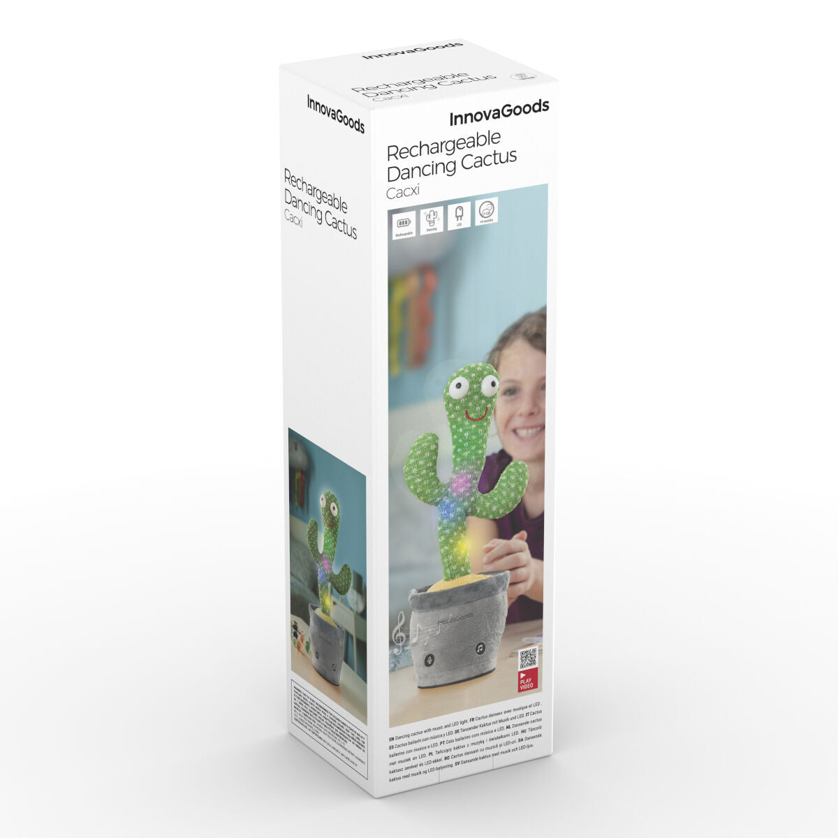 Cactus Dansant et Parlant Rechargeable avec Musique et LED Multicolore Cacxi InnovaGoods Vert (Reconditionné A)