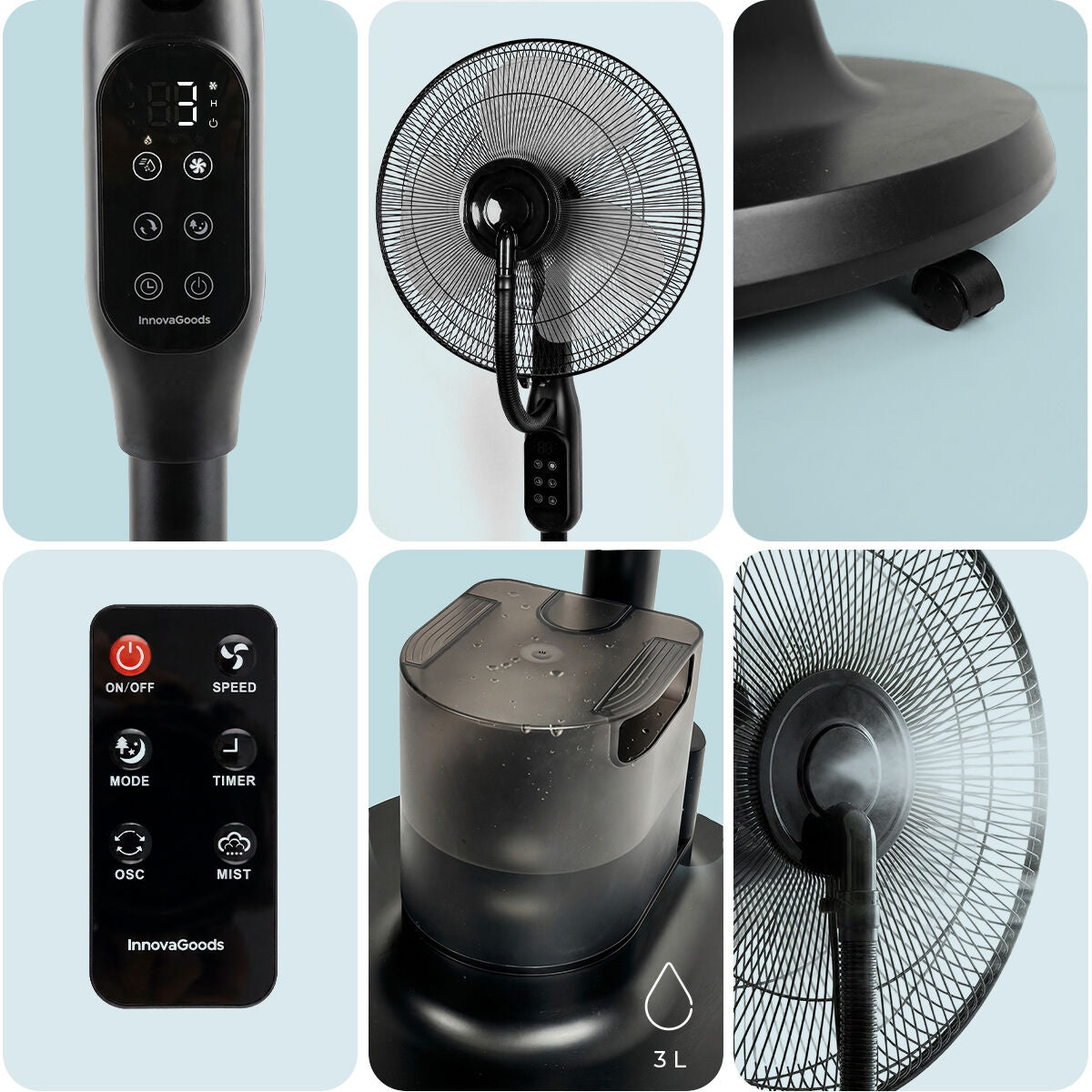 Ventilateur Brumisateur sur Pied avec Commande à Distance Sprair InnovaGoods