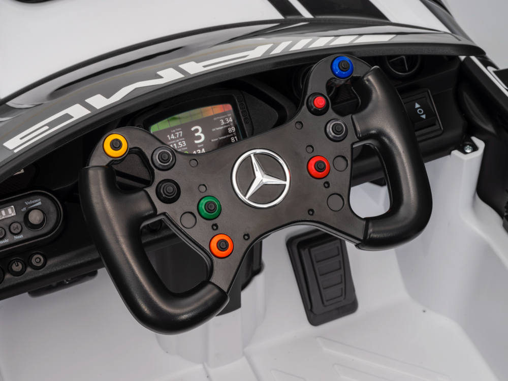 Voiture Électrique Pour Enfants Mercedes-Benz Gt3 Amg 12 Volts Avec Pneus En Caoutchouc, Siège En Cuir Et Plus Encore !
