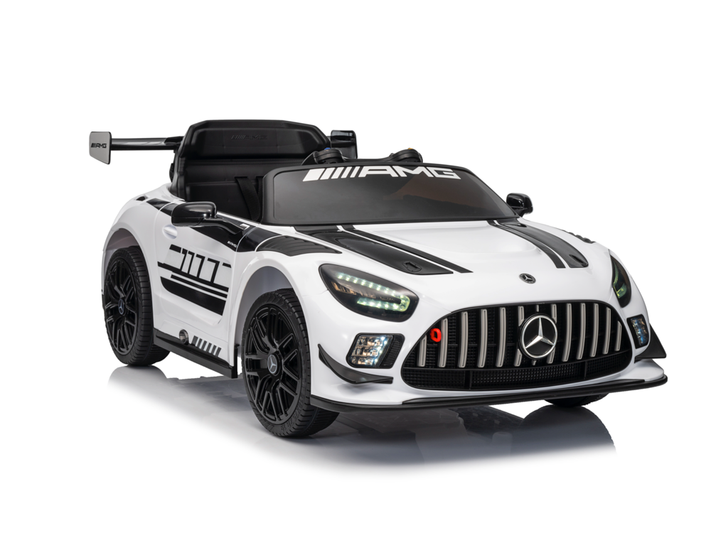 Voiture Électrique Pour Enfants Mercedes-Benz Gt3 Amg 12 Volts Avec Pneus En Caoutchouc, Siège En Cuir Et Plus Encore !