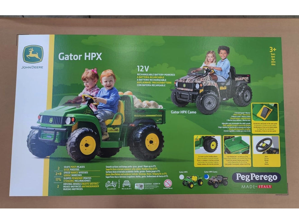 Tracteur Électrique Pour Enfants John Deere 12 Volts Avec Bras De Pelle Fonctionnel Et Benne Basculante.