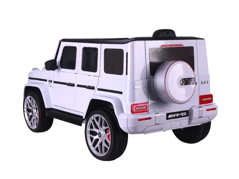 Mercedes G63, Voiture Électrique Pour Enfants Avec Batterie Lithium 12 Volts, Pneus En Caoutchouc, Siège En Cuir Et Bien Plus Encore !